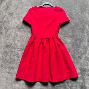 Red Mini Dress Sz 2 Wool Silk Made in Italy CD Embroidered Logo Black